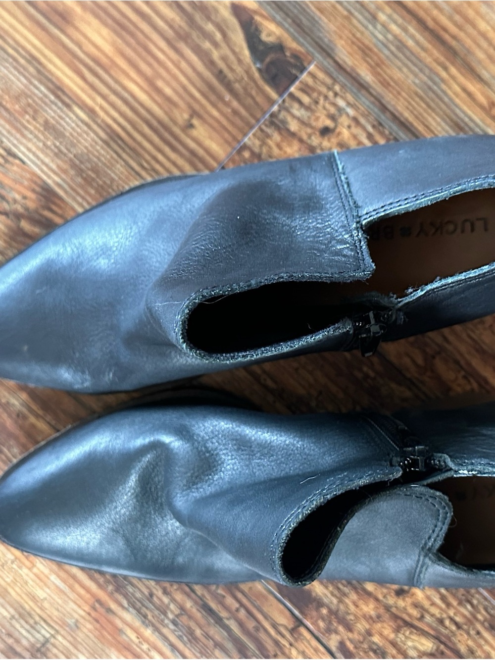 Lucky Brand women’s Black Leather Pointed ankle boots 8.5
